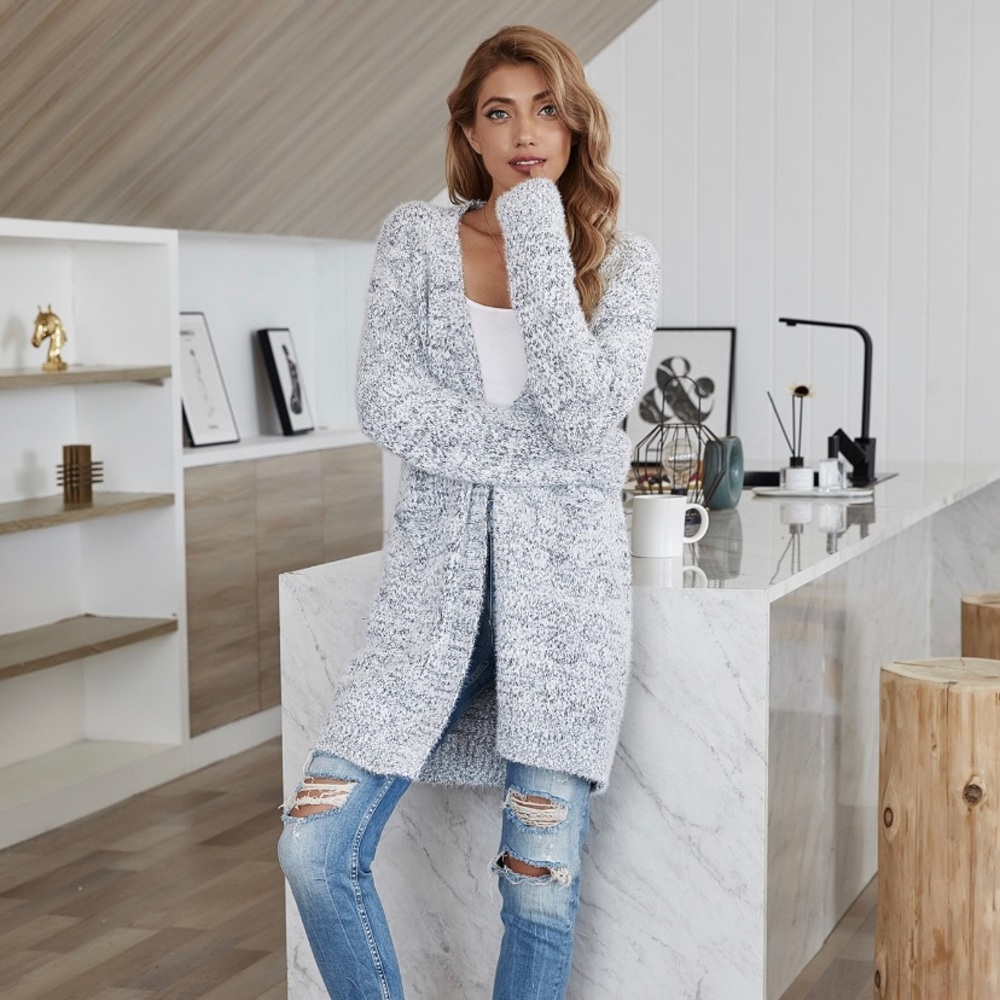 SHEIN fuzzy marble knit open cardigan